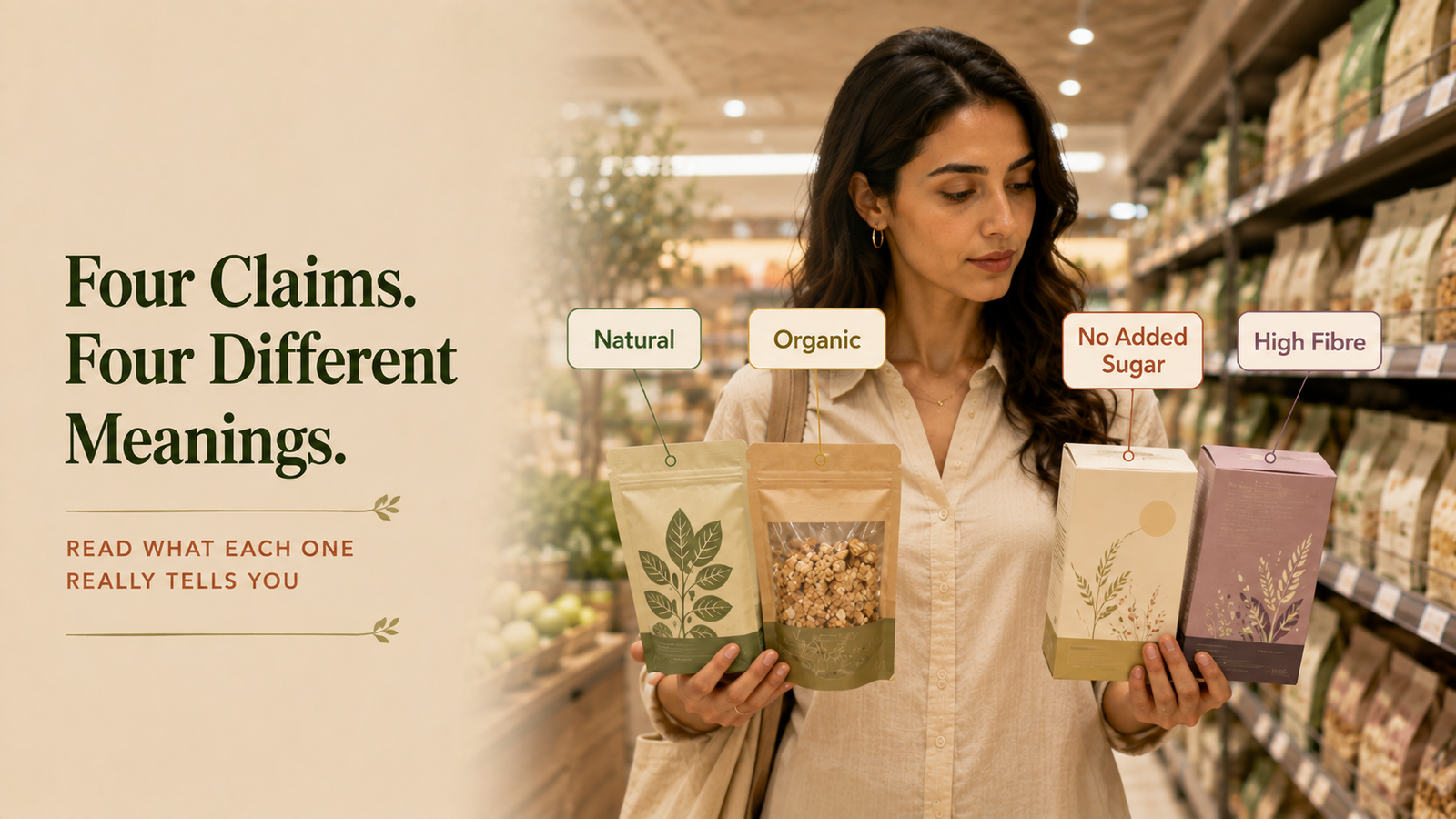 Natural, Organic, No Added Sugar and High Fibre: What Do These Claims Really Tell You?