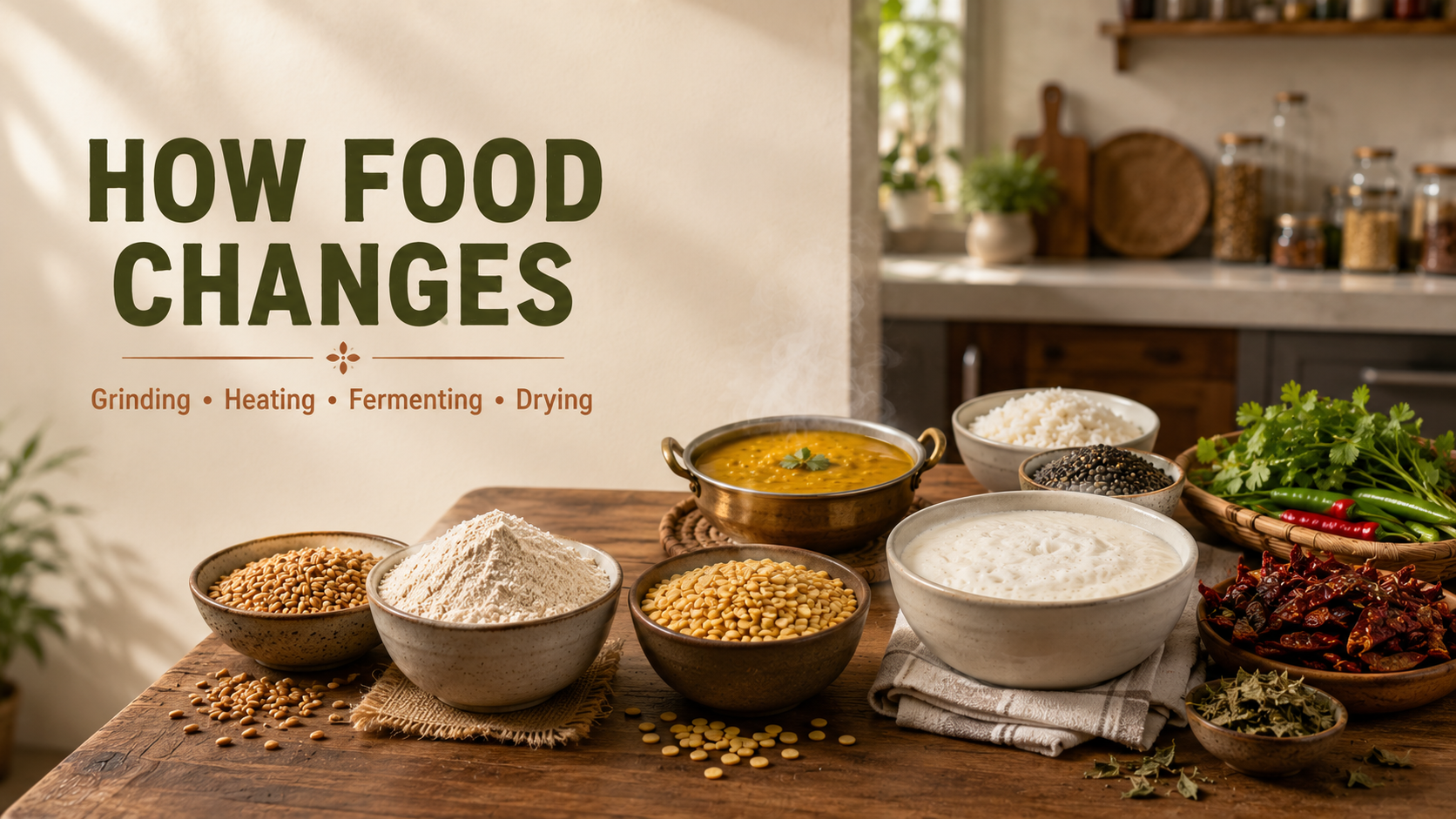 How Grinding, Heating, Fermenting and Drying Change Food