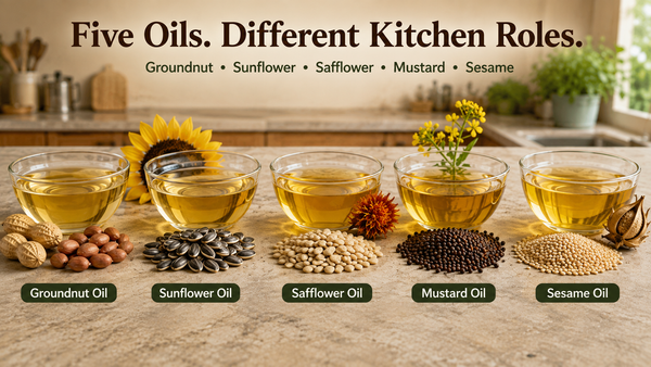 Groundnut, Sunflower, Safflower, Mustard and Sesame Oils: What Changes in the Kitchen?