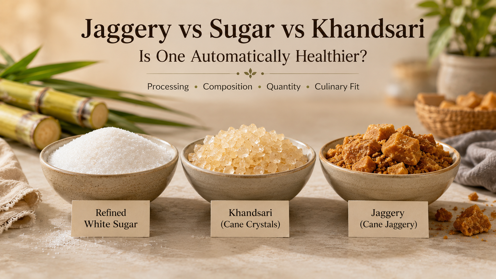 Jaggery vs Sugar vs Khandsari: Is One Automatically Healthier?