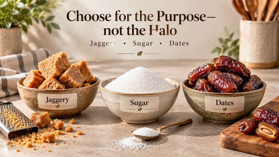How to Choose Jaggery, Sugar or Dates for the Purpose—not the Halo