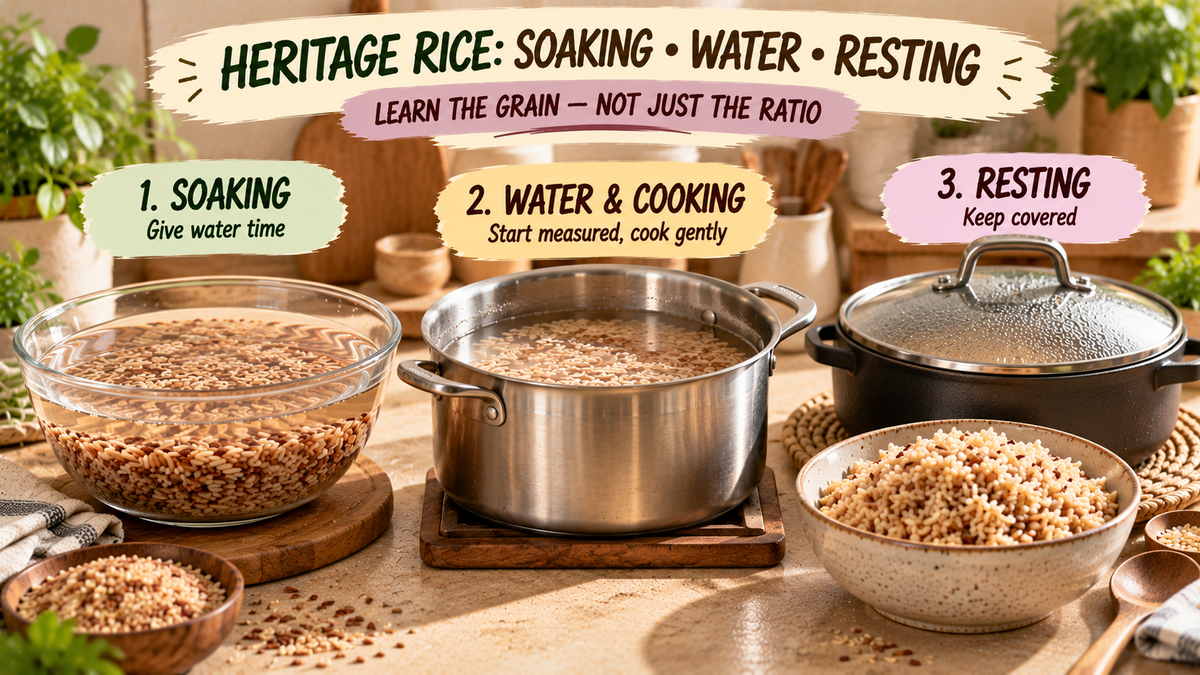 How to Cook Unpolished and Heritage Rice: Soaking, Water and Resting