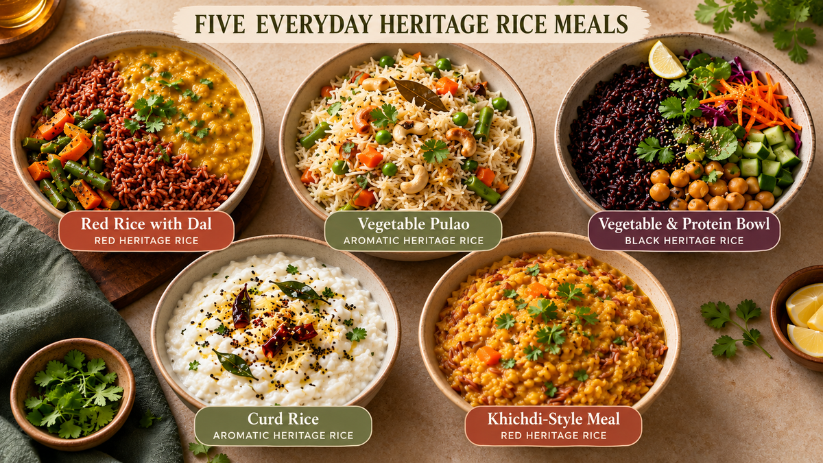Five Everyday Meals Using Red, Black and Aromatic Heritage Rice