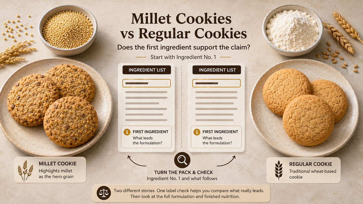 Millet Cookies vs Regular Cookies: Does the First Ingredient Support the Claim?