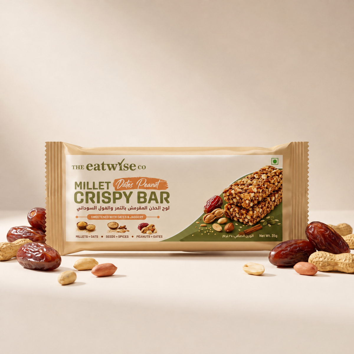 Millet Dates Peanut Crispy Bar