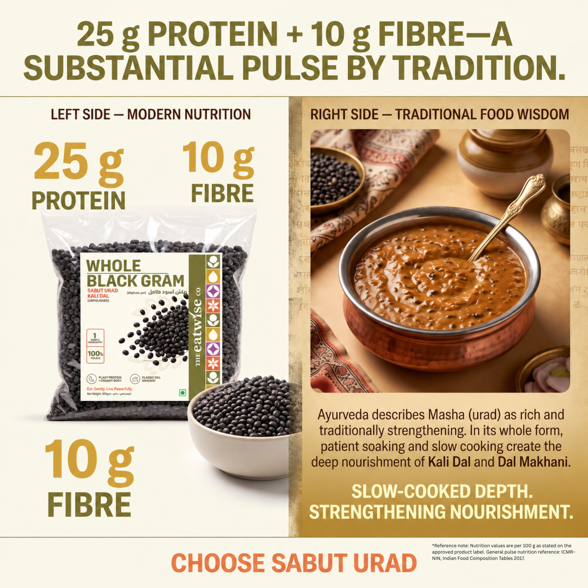Whole Black Gram (Sabut Urad / Kali Dal) – Unpolished – 500 g