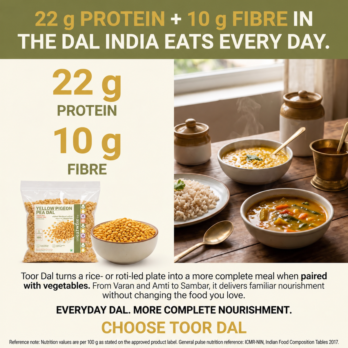 Yellow Pigeon Pea Dal (Toor Dal/Arhar Dal) – Unpolished 500gm
