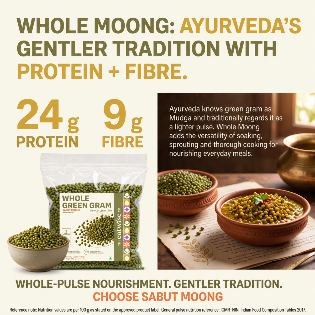 Whole Green Gram (Sabut Moong) – Unpolished  500 gm