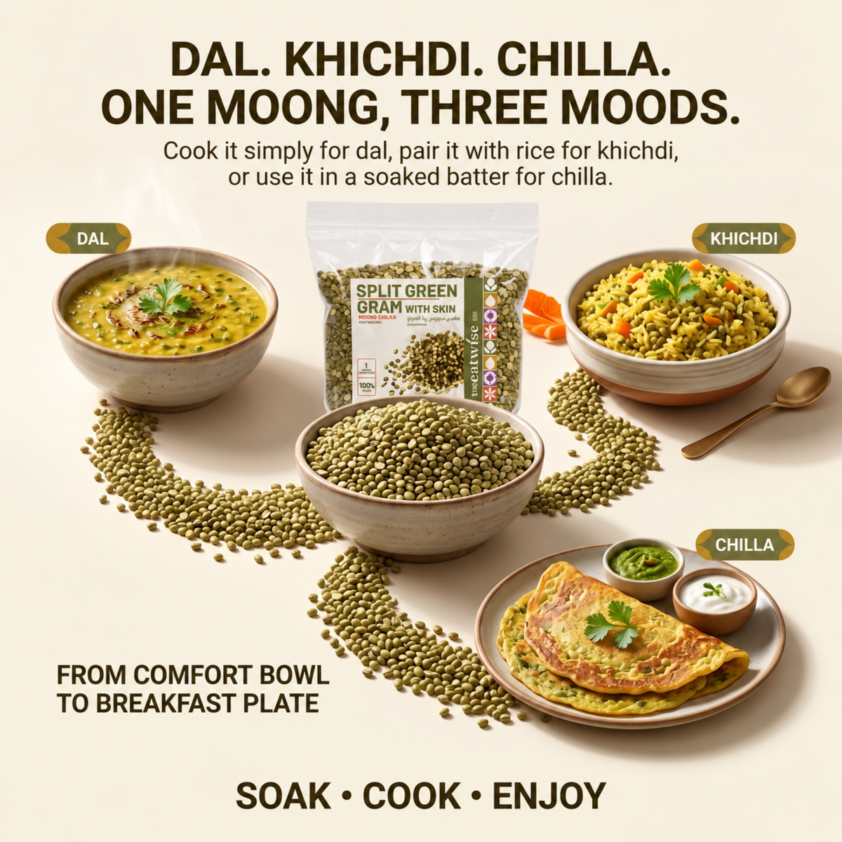 Split Green Gram with Skin (Moong Chilka) – Unpolished 500 gm