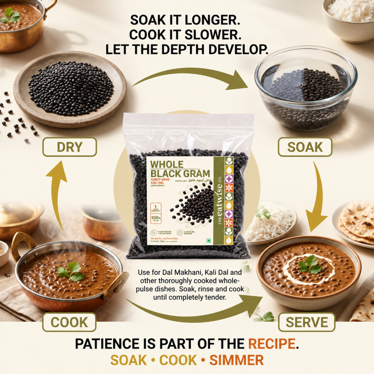 Whole Black Gram (Sabut Urad / Kali Dal) – Unpolished – 500 g