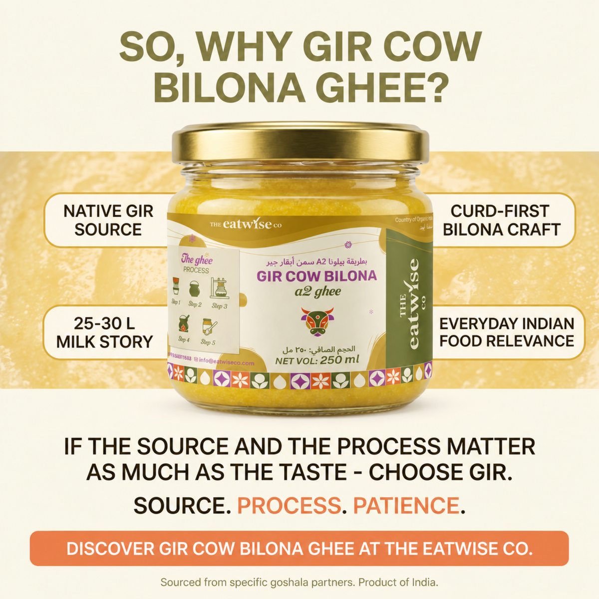 Gir Cow Bilona A2 Ghee – 250 ml
