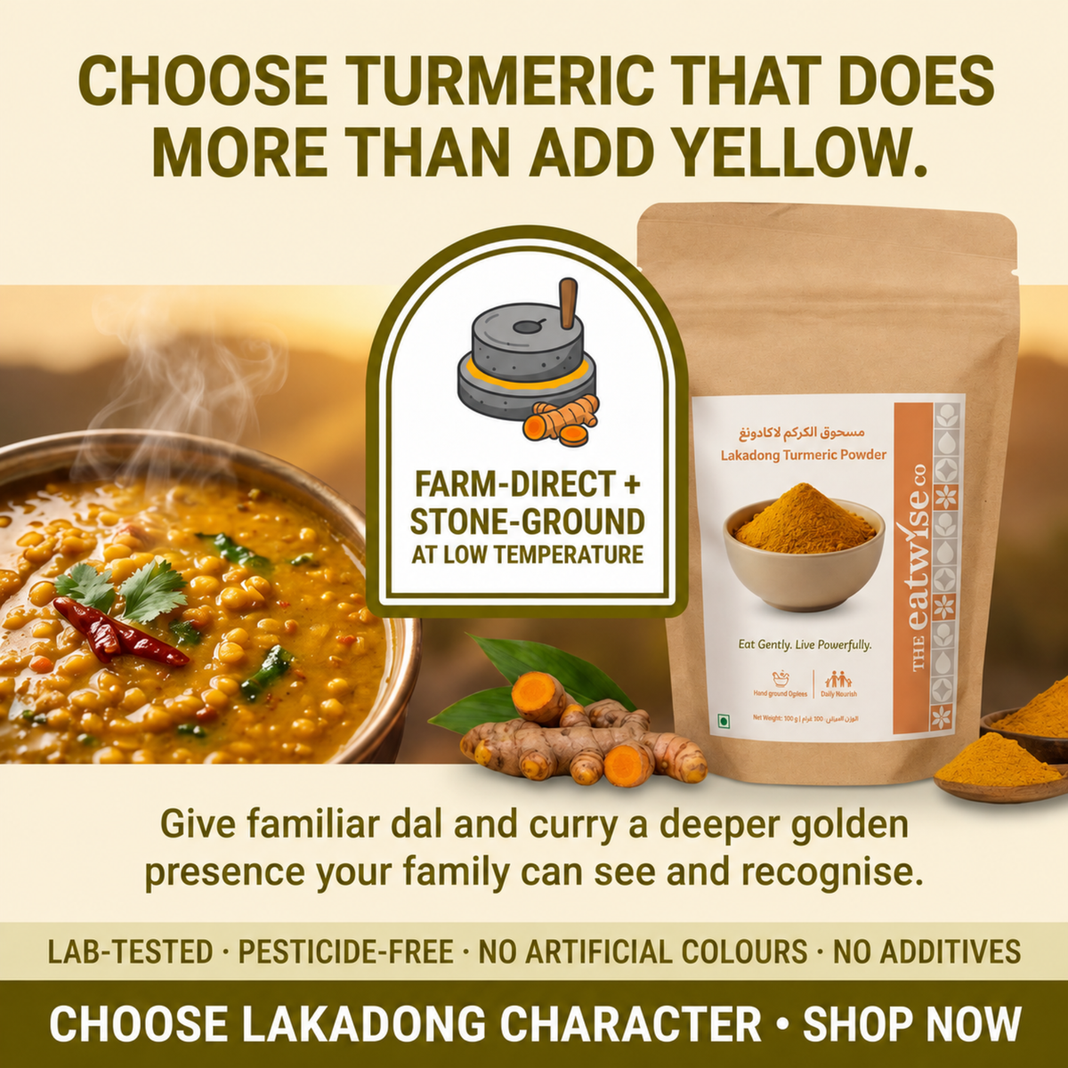 Lakadong Turmeric Powder – Stone-Ground Haldi – 100 g