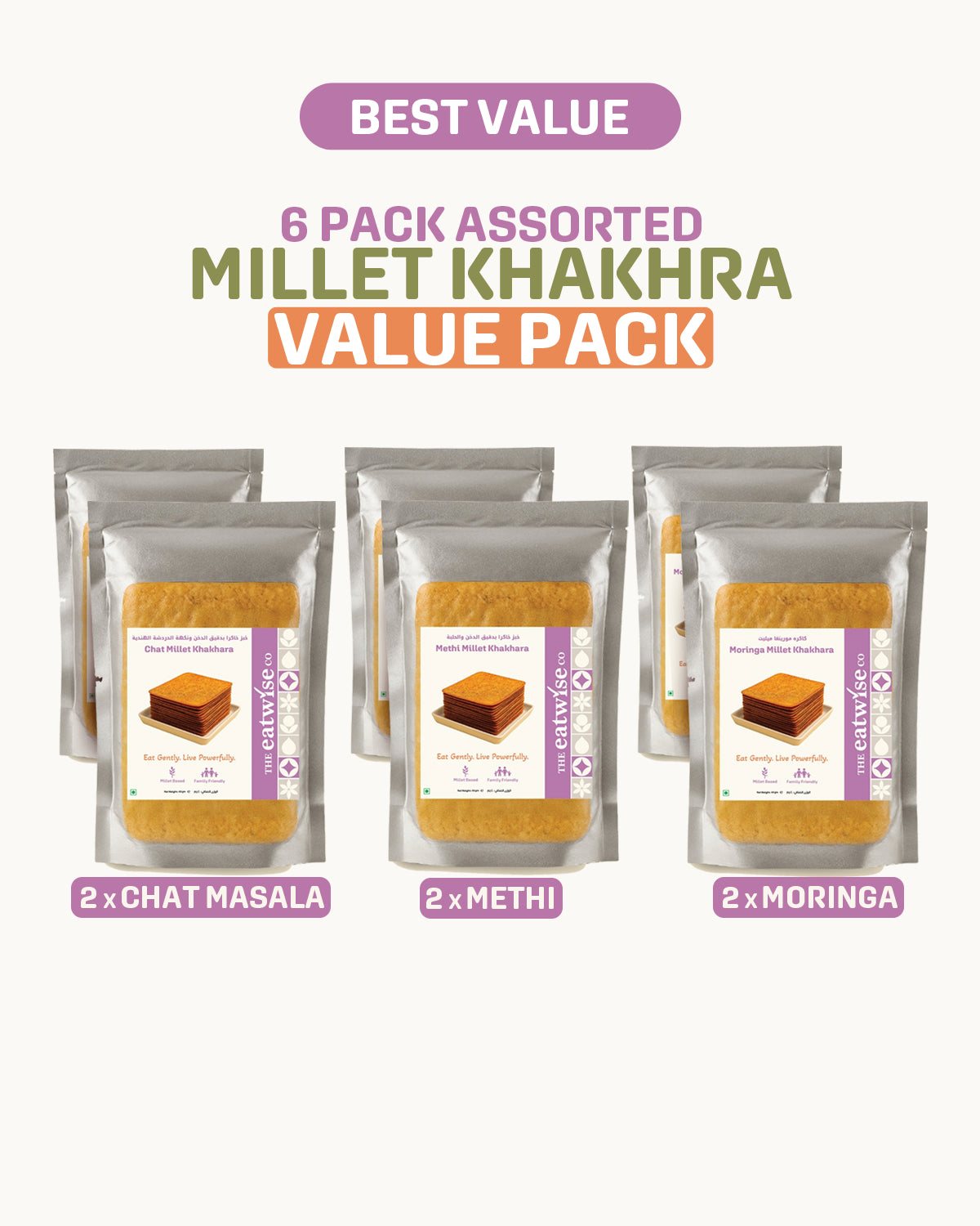 Millet Khakhra Assorted Value Pack - Pack of 6